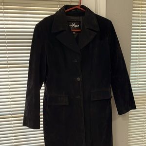 Vintage Black Suede/Leather Trench Coat